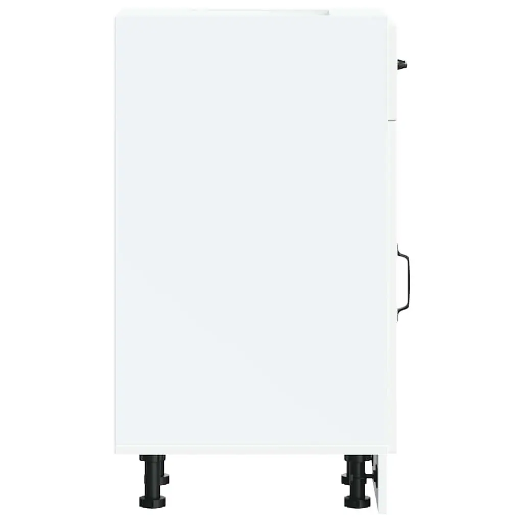 Kitchen Base Cabinet White Engineered Wood Storage Cupboard Adjustable Feet