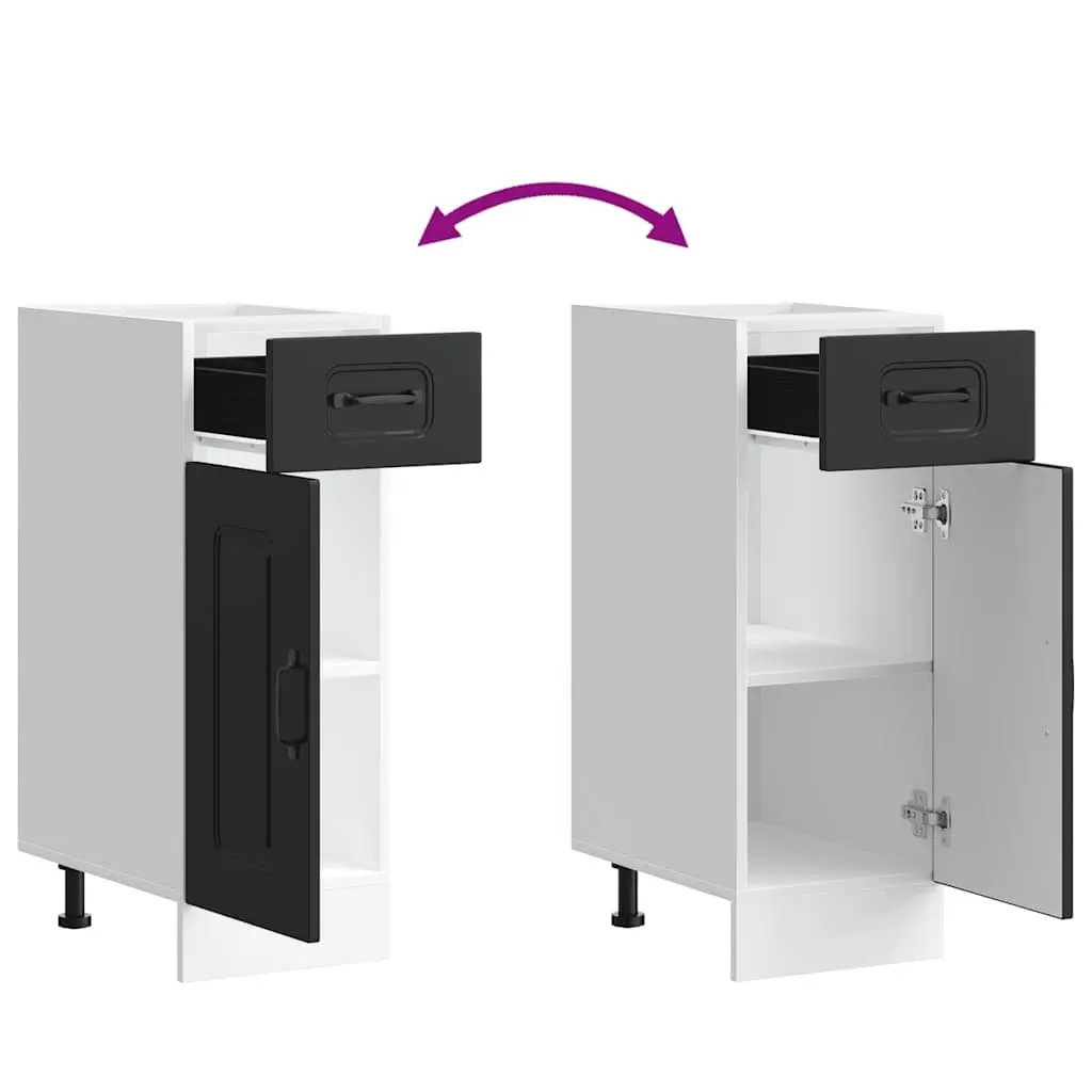 Kitchen Base Cabinet Black Engineered Wood Adjustable Feet Door