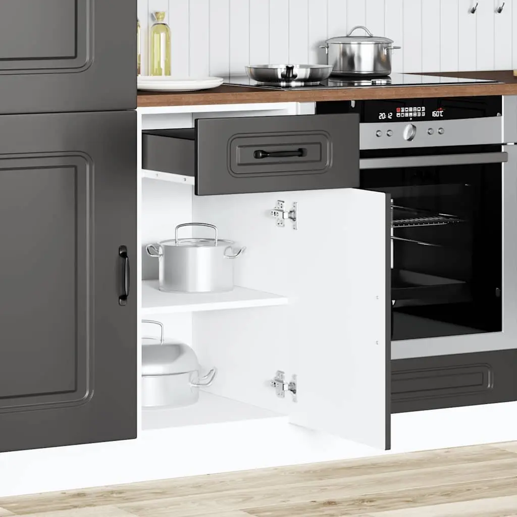 Black Kitchen Cupboard Base Cabinet Engineered Wood Organiser