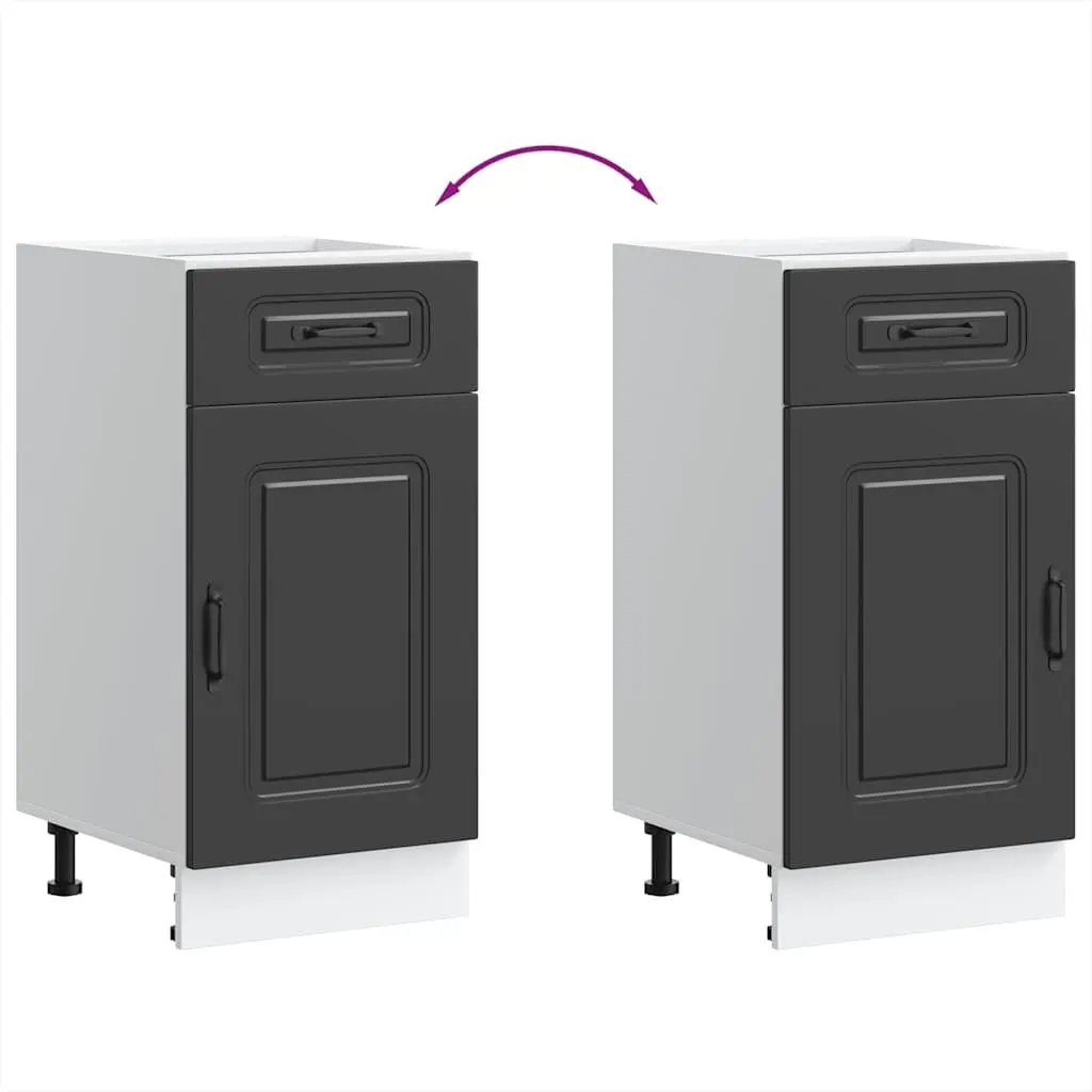 Black Kitchen Cupboard Base Cabinet Engineered Wood Organiser