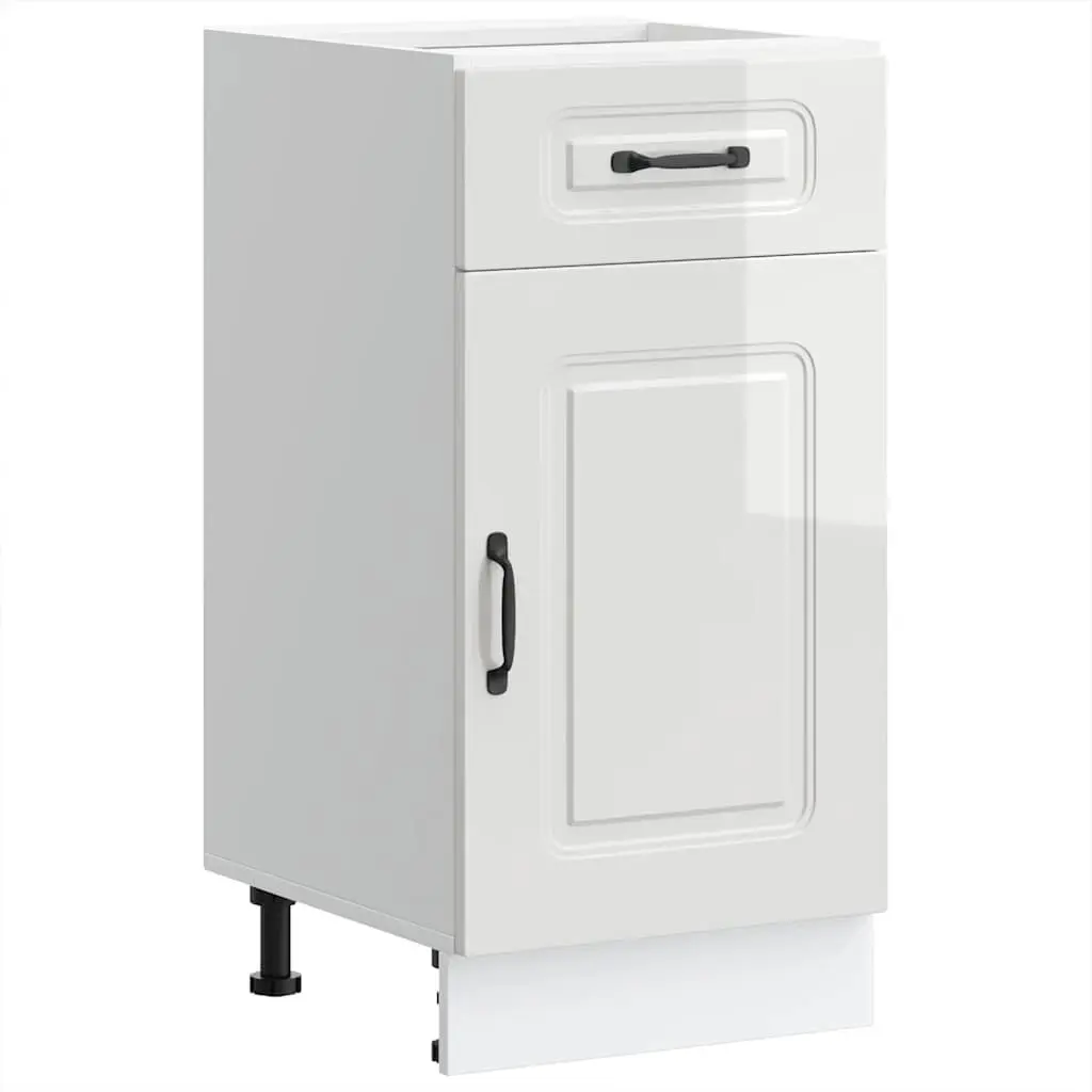 Kitchen Base Cabinet White High Gloss Engineered Wood Storage Cupboard Door