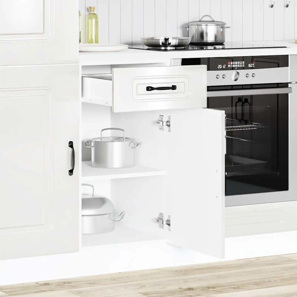 Kitchen Base Cabinet White High Gloss Engineered Wood Storage Cupboard Door