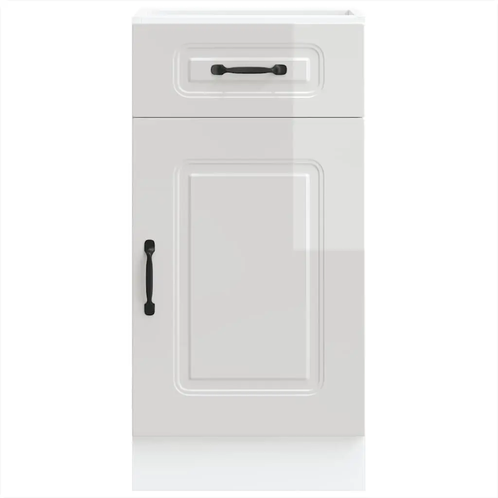 Kitchen Base Cabinet White High Gloss Engineered Wood Storage Cupboard Door