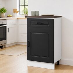 Kitchen Base Cabinet Black Storage Engineered Wood Cupboard Doors Adjustable