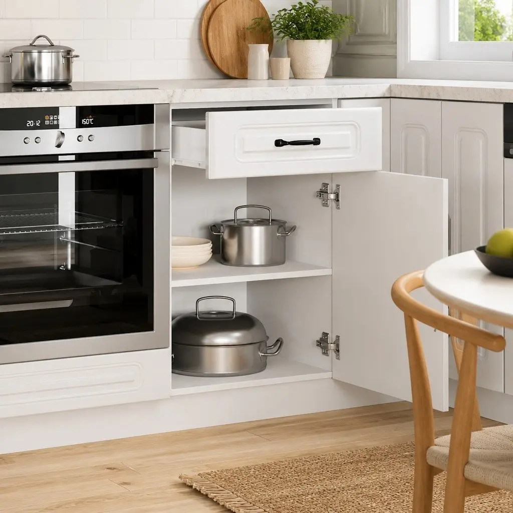 Kitchen Base Cabinet White High Gloss Engineered Wood