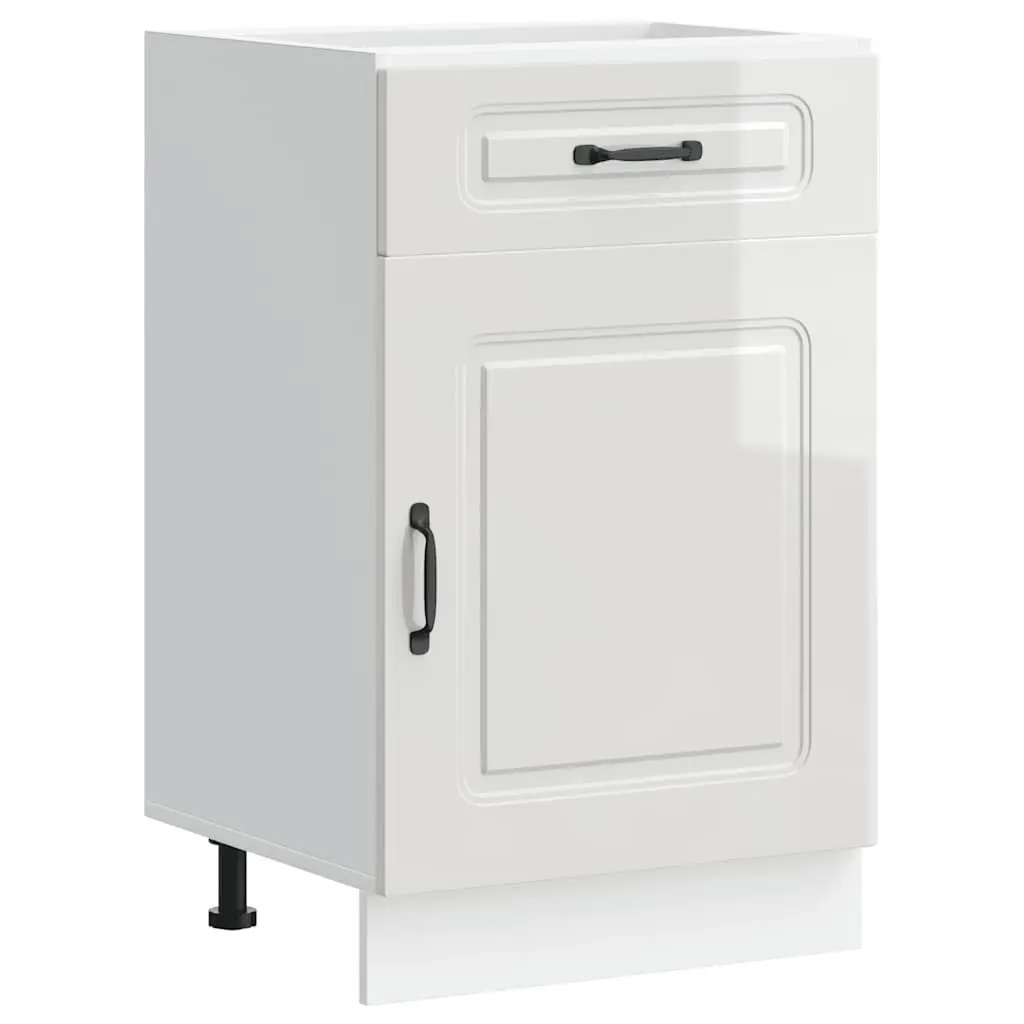 Kitchen Base Cabinet White High Gloss Engineered Wood