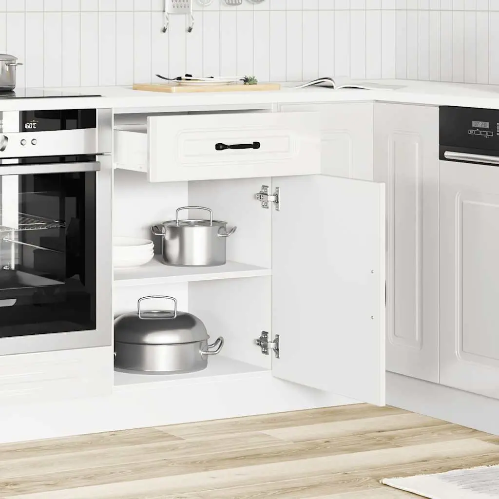 Kitchen Base Cabinet White High Gloss Engineered Wood