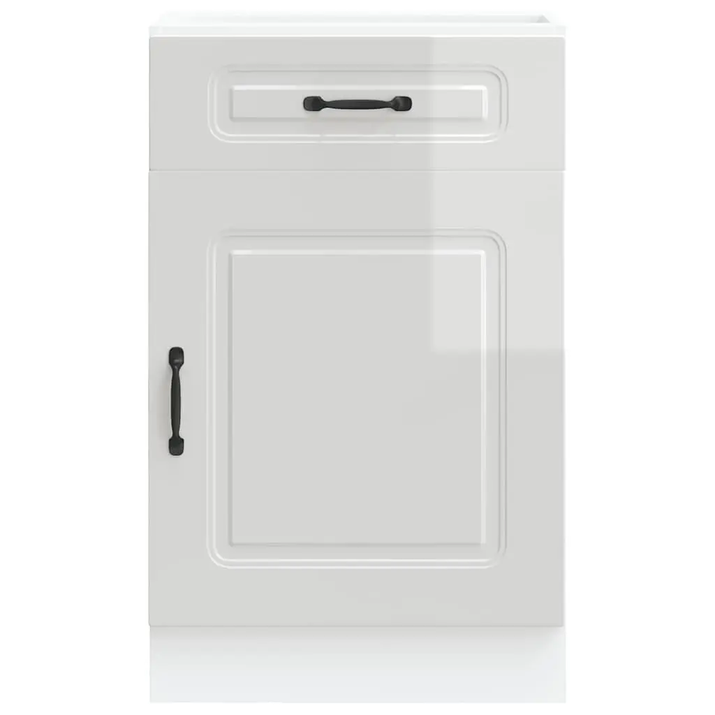 Kitchen Base Cabinet White High Gloss Engineered Wood