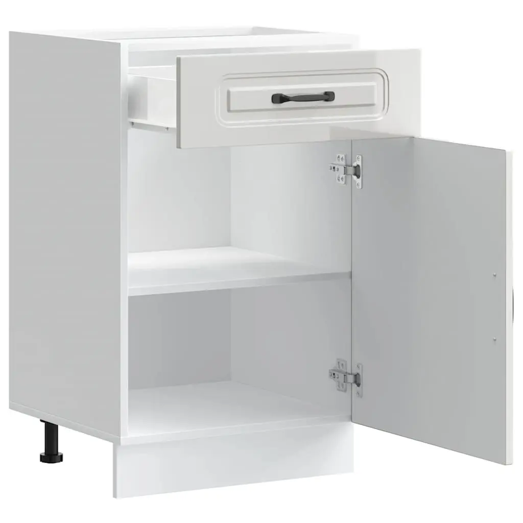 Kitchen Base Cabinet White High Gloss Engineered Wood