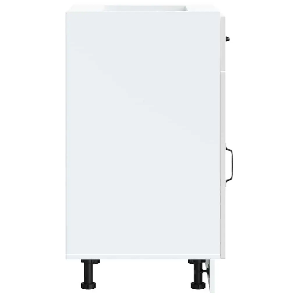 Kitchen Base Cabinet White High Gloss Engineered Wood