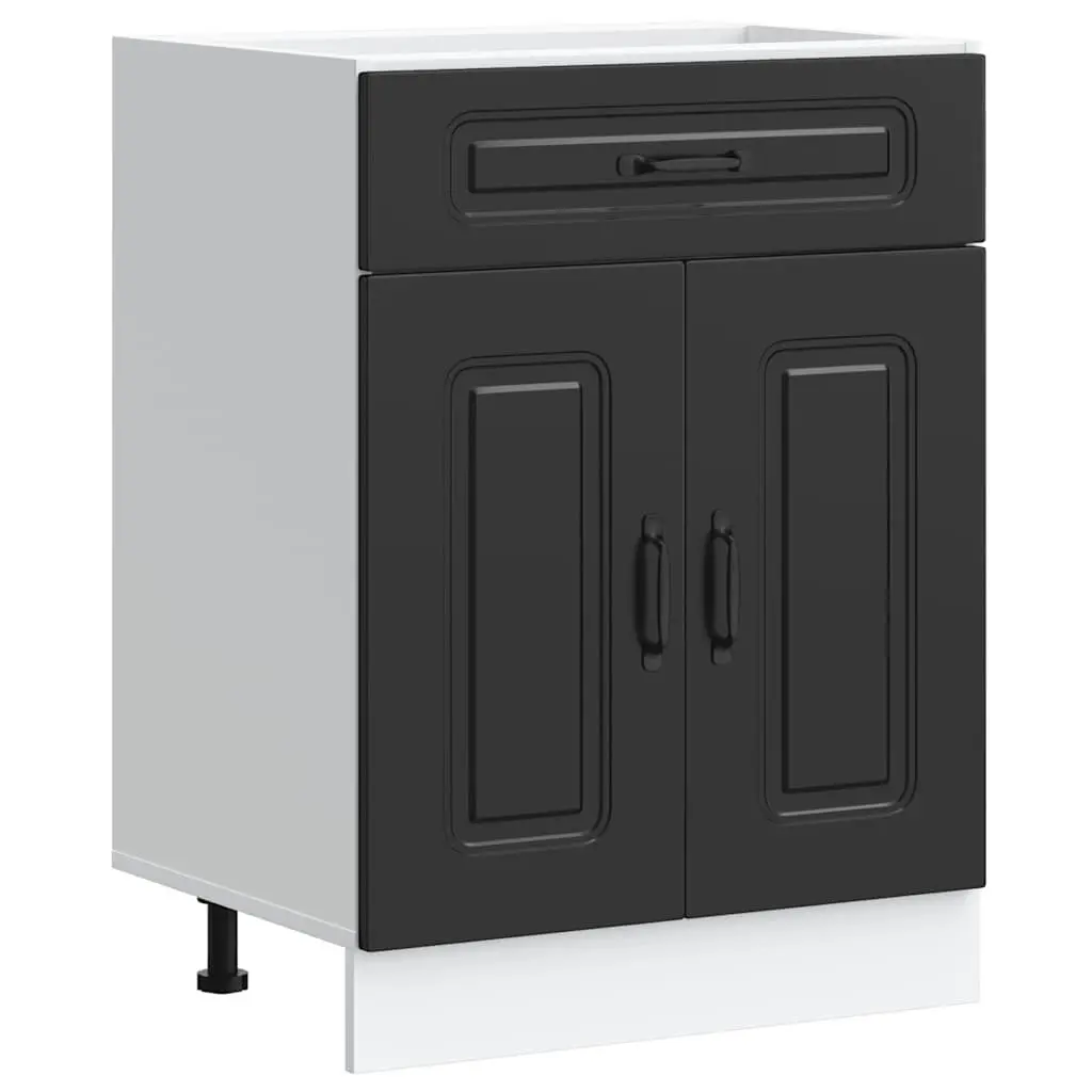 Kitchen Base Cabinet Black Engineered Wood Adjustable Feet