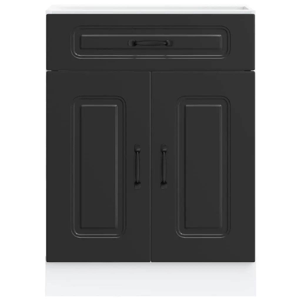 Kitchen Base Cabinet Black Engineered Wood Adjustable Feet