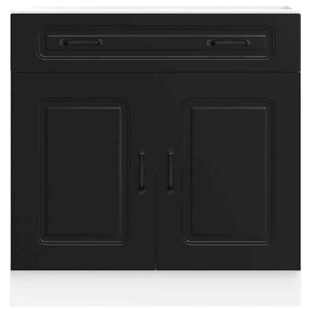 Kitchen Base Cabinet Black Engineered Wood Storage Cupboard Adjustable Feet