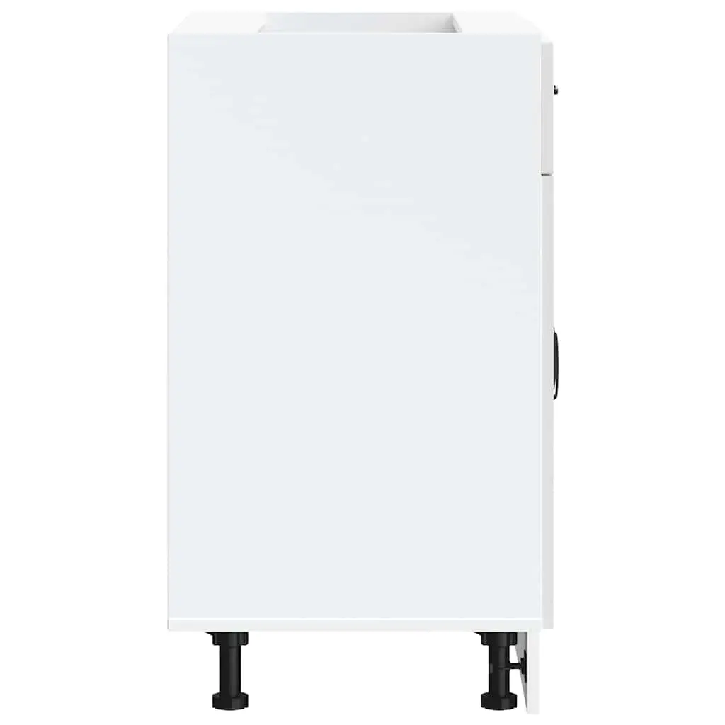 Kitchen Base Cabinet White High Gloss Engineered Wood Storage Cupboard Organiser