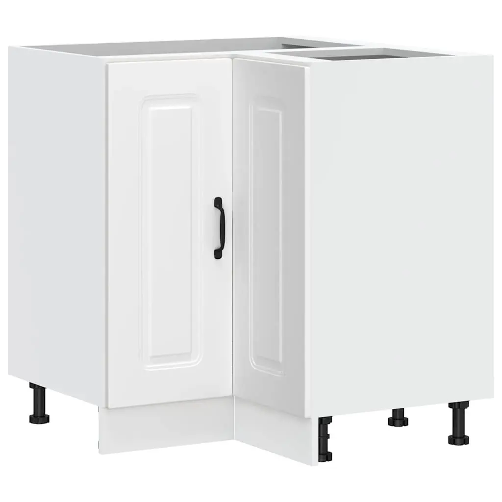 Kitchen Corner Base Cabinet White Engineered Wood Storage Cupboard Doors