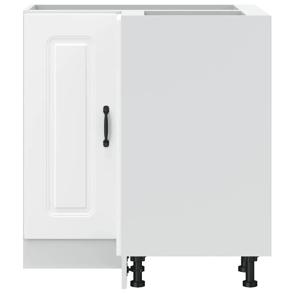 Kitchen Corner Base Cabinet White Engineered Wood Storage Cupboard Doors