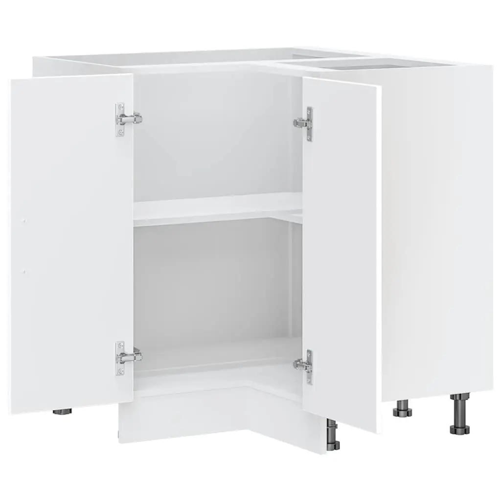 Kitchen Corner Base Cabinet White Engineered Wood Storage Cupboard Doors