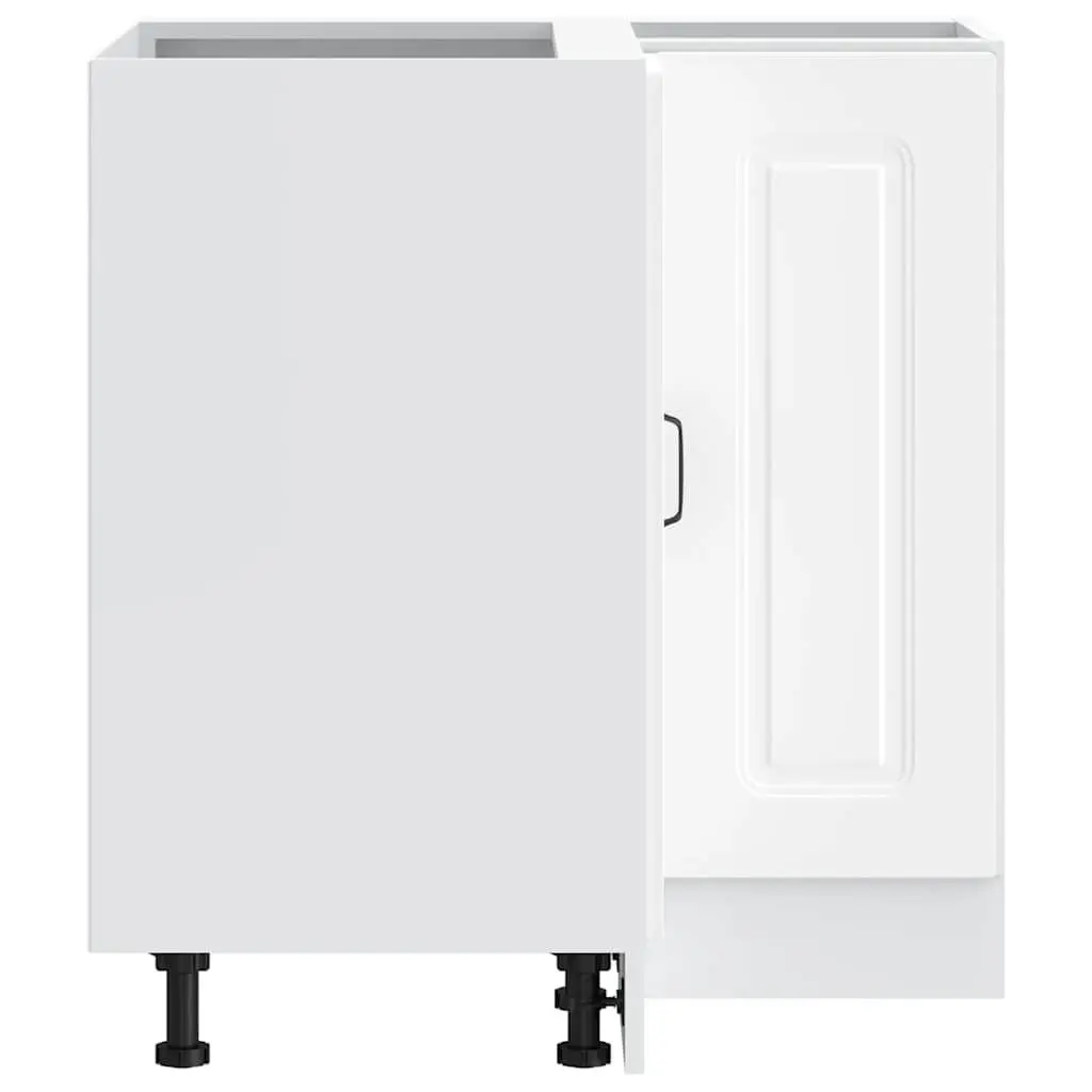 Kitchen Corner Base Cabinet White Engineered Wood Storage Cupboard Doors