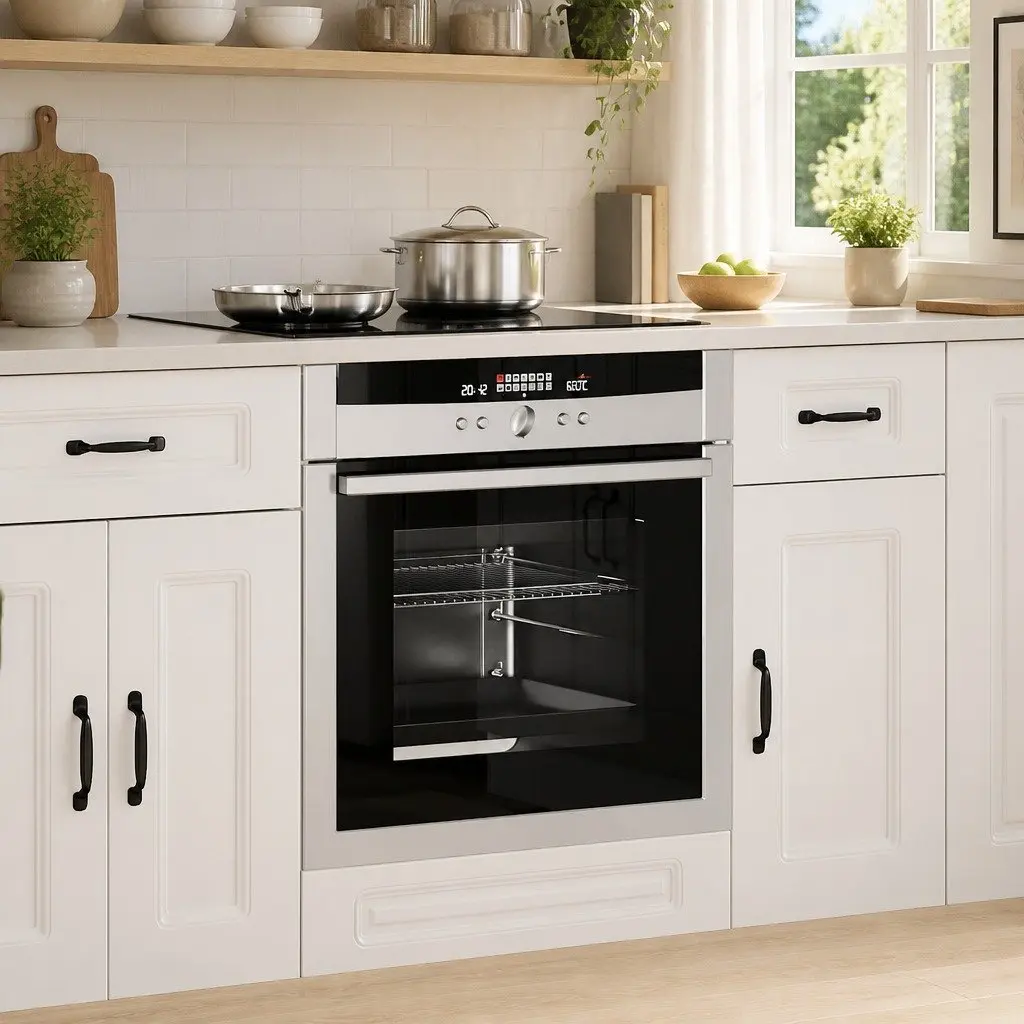 White Storage Base Unit Kitchen Oven Cabinet Engineered Wood Adjustable Feet