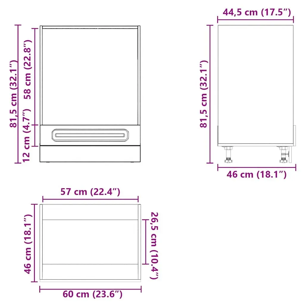 White Storage Base Unit Kitchen Oven Cabinet Engineered Wood Adjustable Feet