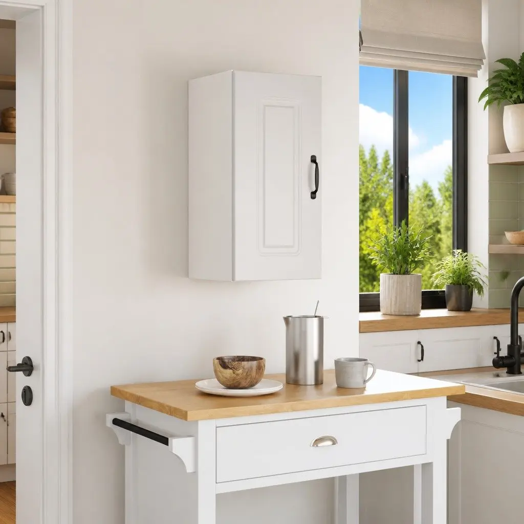 Kitchen Wall Cabinet White Engineered Wood Storage Cupboard
