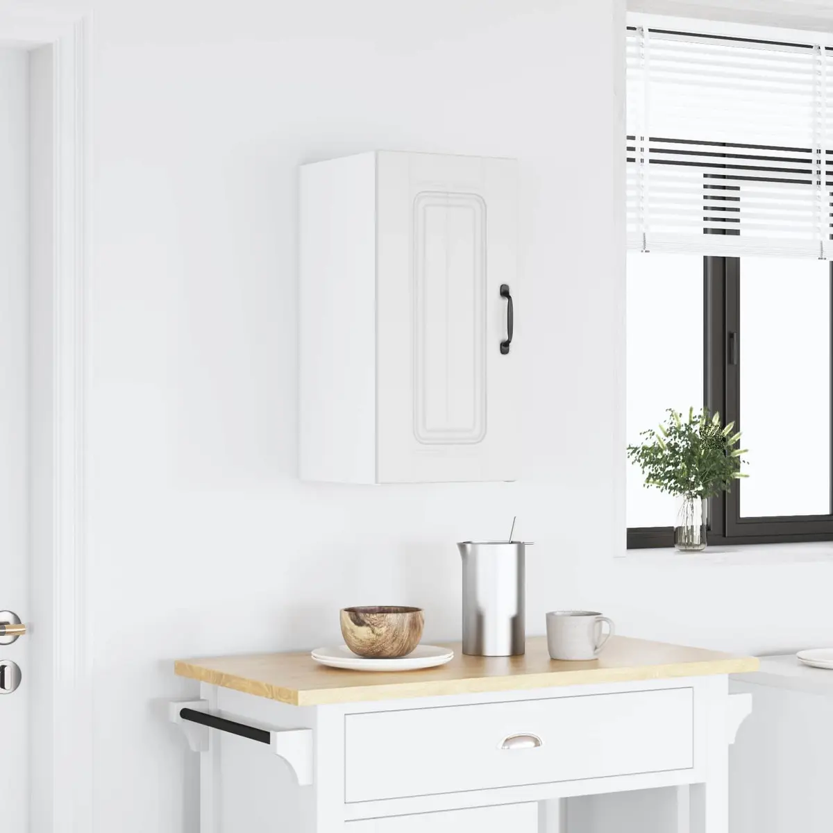 Kitchen Wall Cabinet White Engineered Wood Storage Cupboard