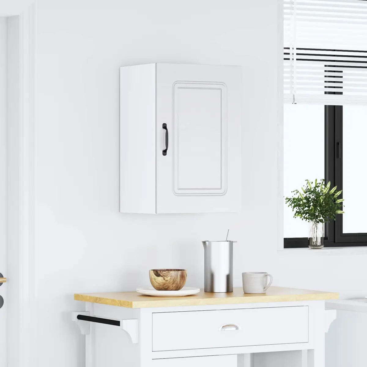 Kitchen Cabinet White Engineered Wood Wall Storage Cupboard