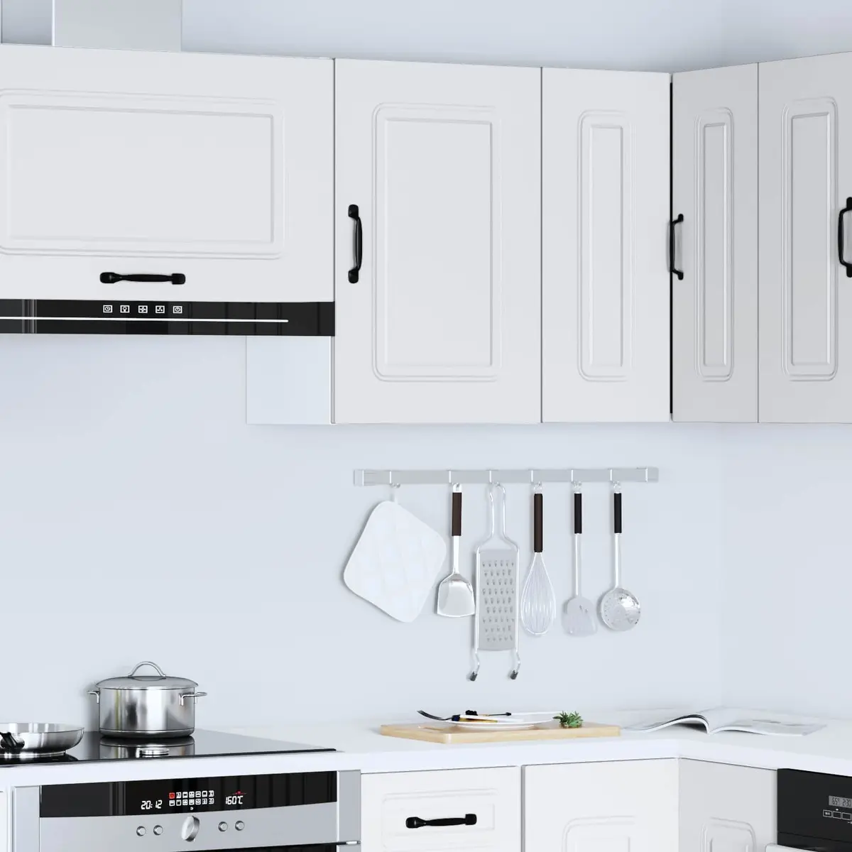 Kitchen Cabinet White Engineered Wood Wall Storage Cupboard
