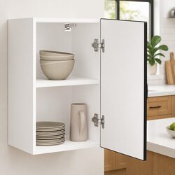 Kitchen Wall Cabinet Black Engineered Wood Storage Cupboard Organiser Unit