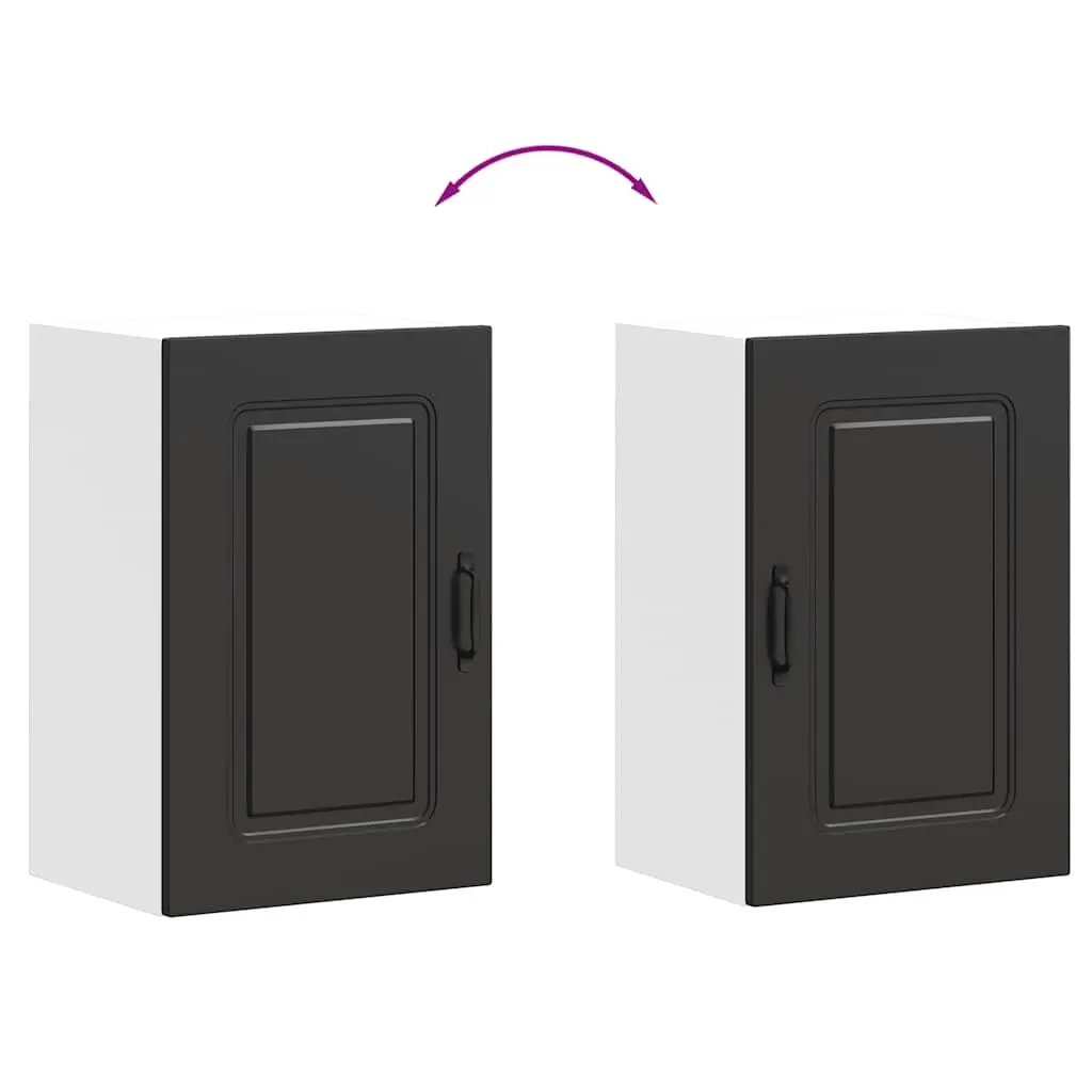 Black Engineered Wood Kitchen Storage Cabinet Organiser Wall Unit