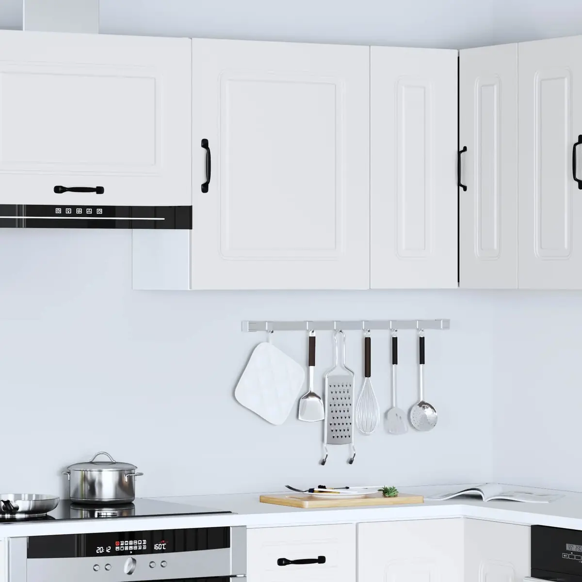 Kitchen Wall Cabinet White Engineered Wood Storage Organizer