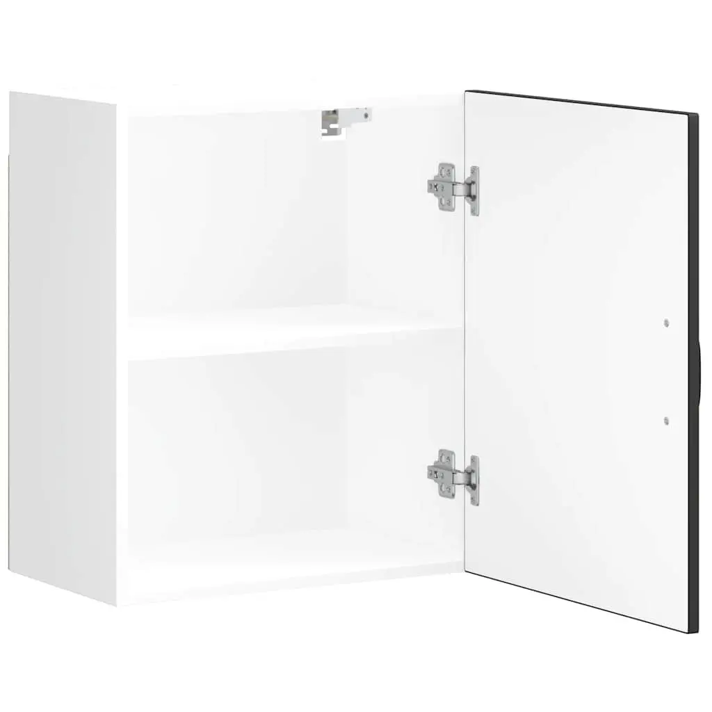 Kitchen Wall Cabinet Black Engineered Wood Storage Cupboard Doors Organiser