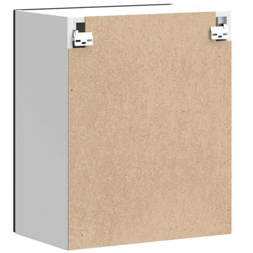 Kitchen Wall Cabinet Black Engineered Wood Storage Cupboard Doors Organiser