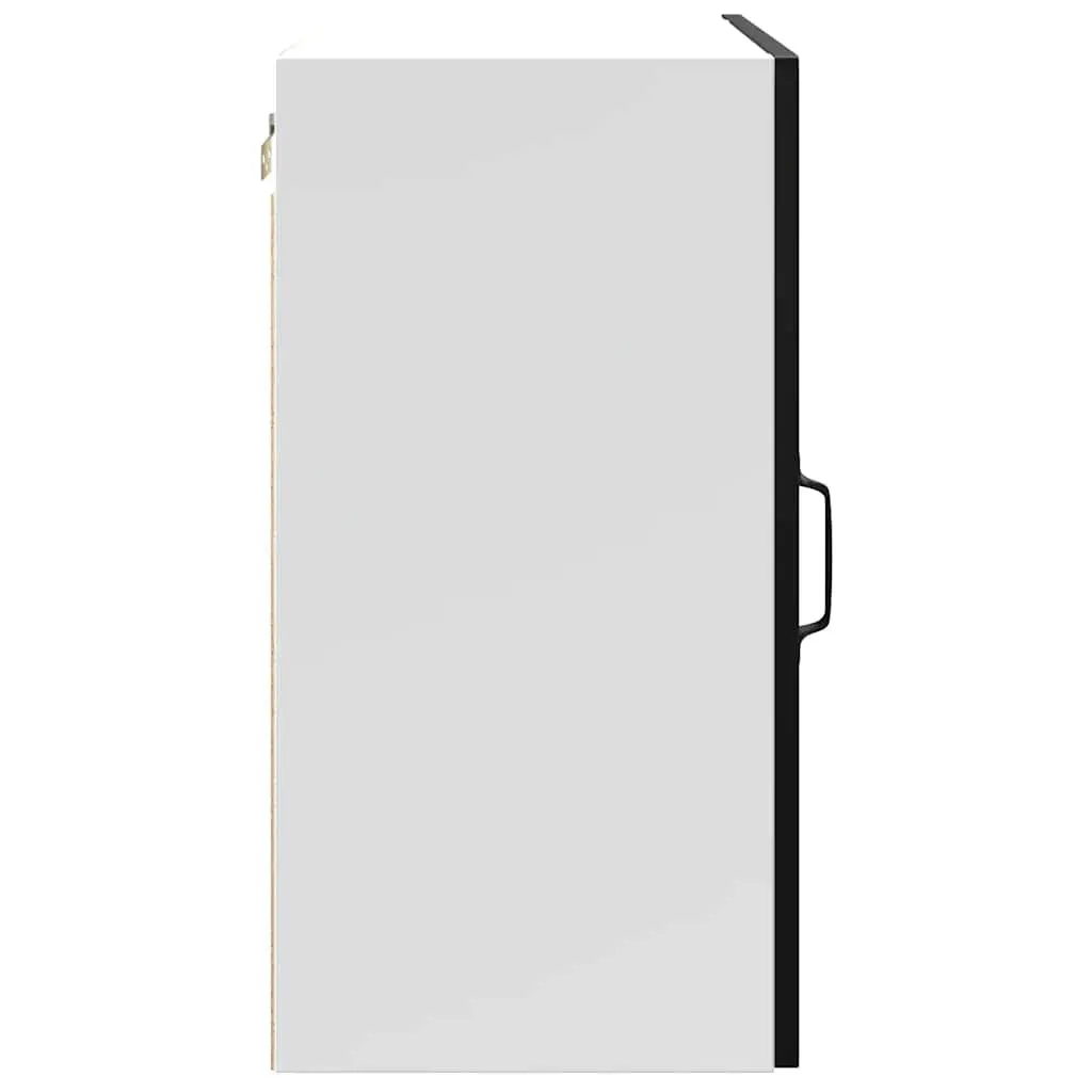 Kitchen Wall Cabinet Black Engineered Wood Storage Cupboard Doors Organiser