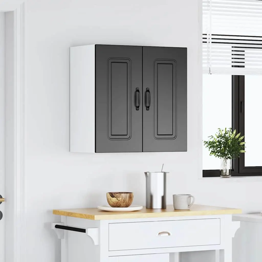 Engineered Wood Black Kitchen Wall Cabinet Storage Cupboard for Bedroom Hallway