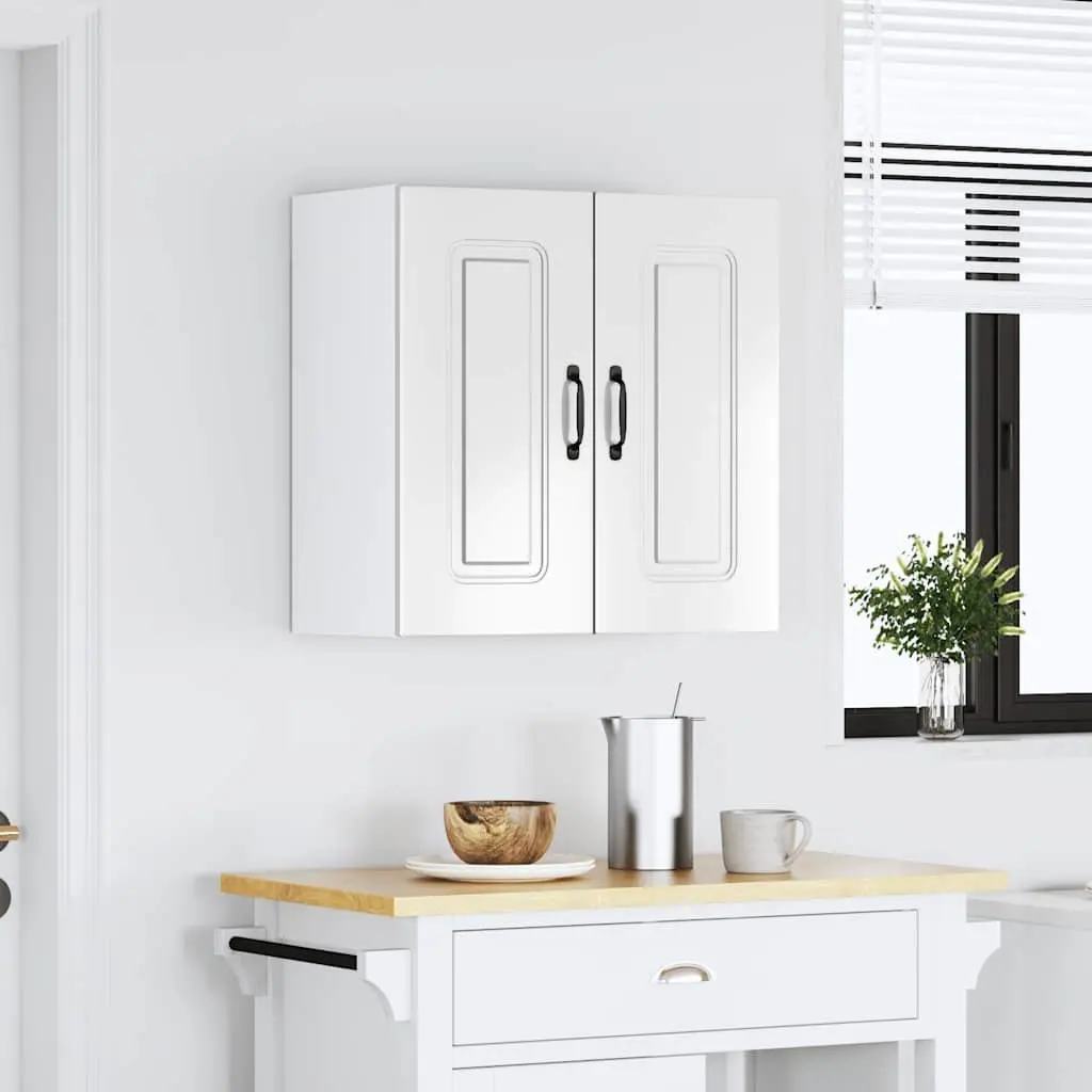 Kitchen Wall Cabinet White High Gloss Engineered Wood Storage Cupboard
