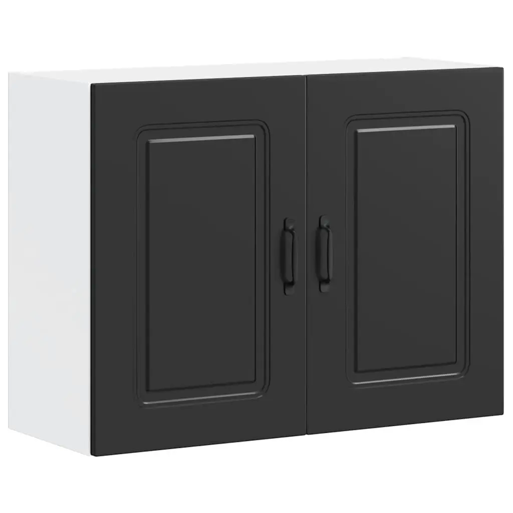 Kitchen Wall Cabinet Black Engineered Wood Storage Organizer 30 Inch
