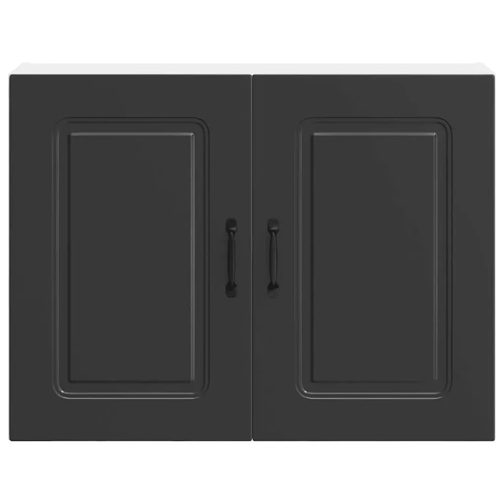 Kitchen Wall Cabinet Black Engineered Wood Storage Organizer 30 Inch