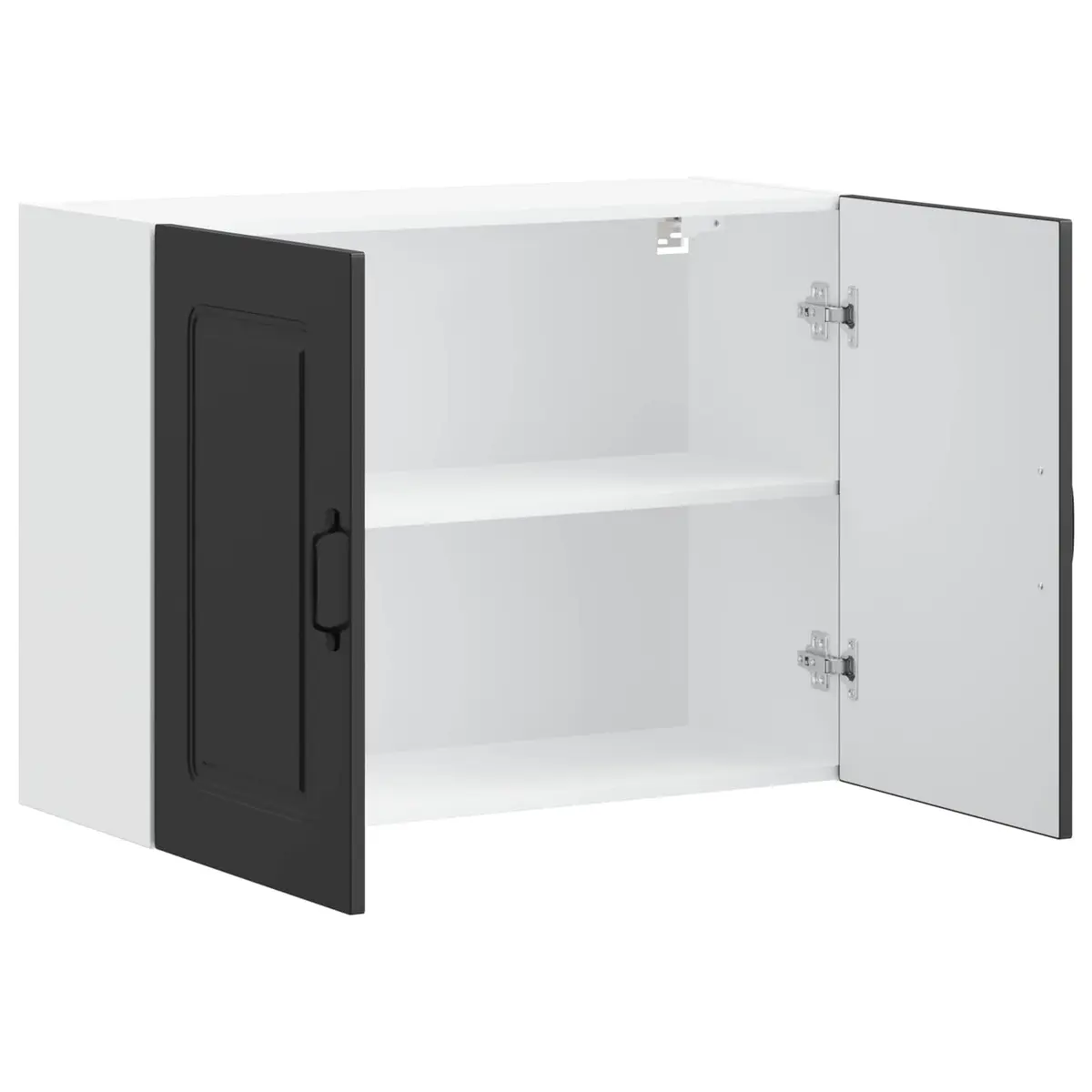 Kitchen Wall Cabinet Black Engineered Wood Storage Organizer 30 Inch