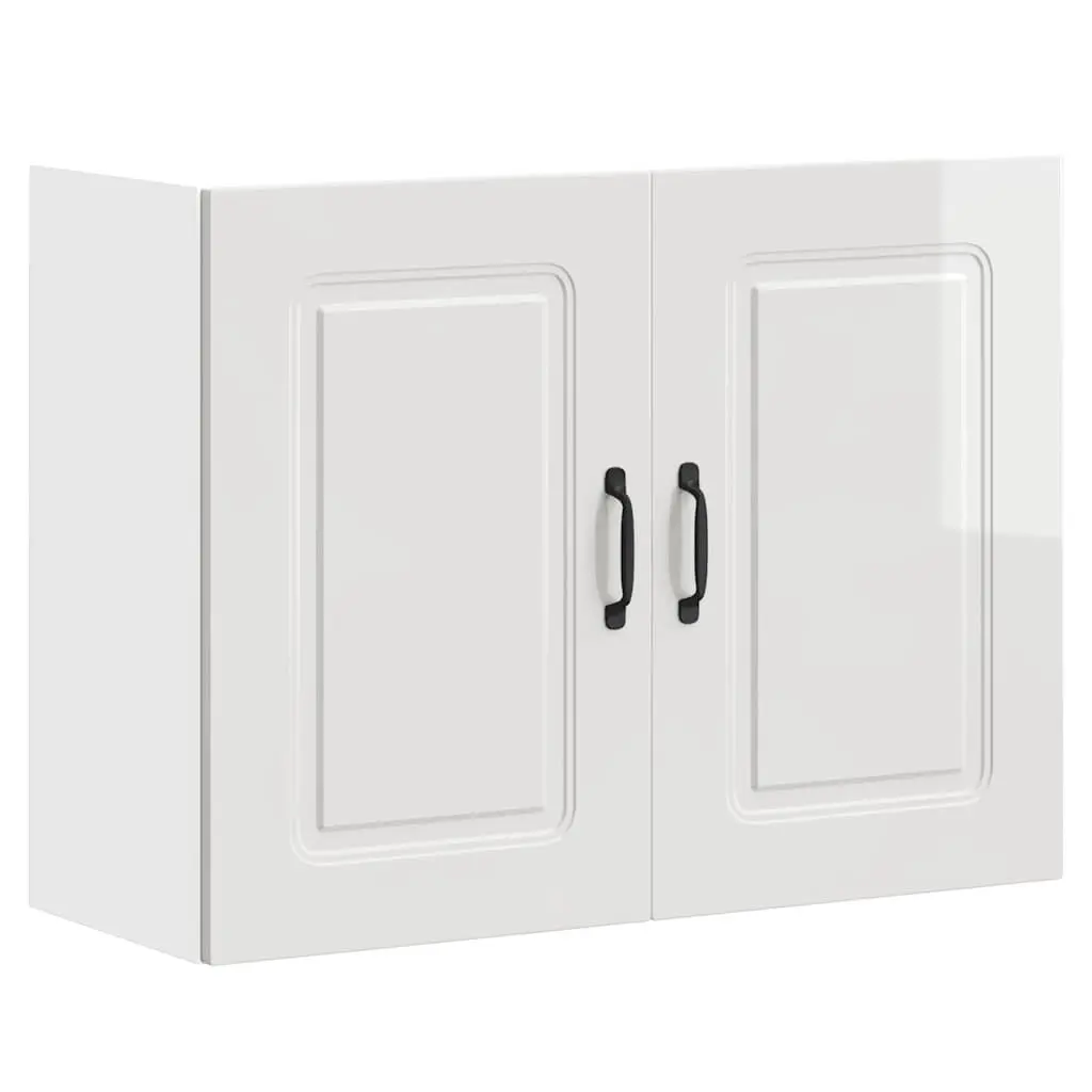 Kitchen Wall Cabinet Storage Cupboard High Gloss White Engineered Wood Doors