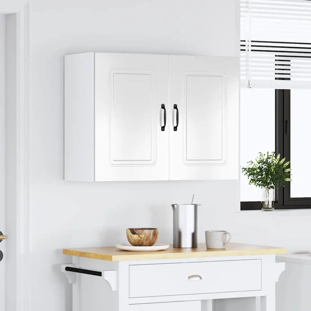 Kitchen Wall Cabinet Storage Cupboard High Gloss White Engineered Wood Doors
