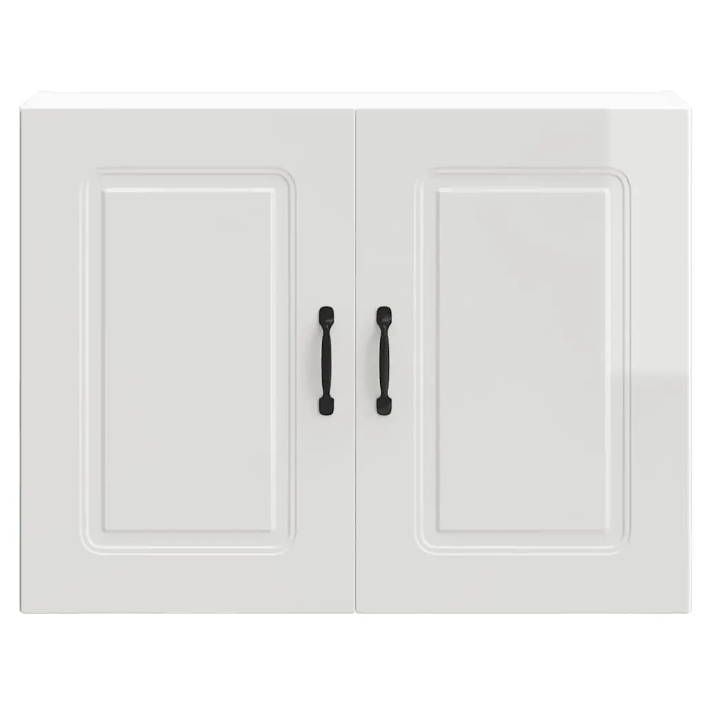 Kitchen Wall Cabinet Storage Cupboard High Gloss White Engineered Wood Doors