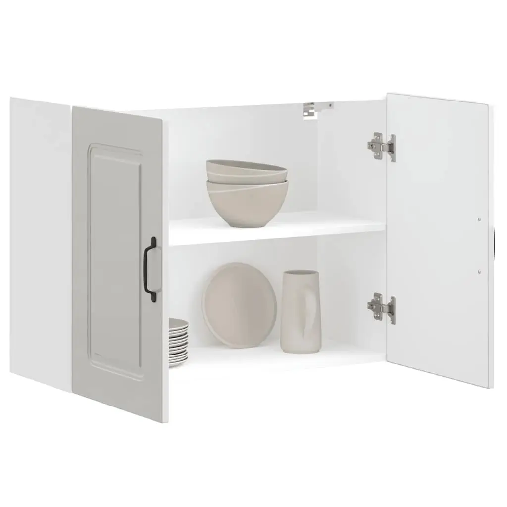 Kitchen Wall Cabinet Storage Cupboard High Gloss White Engineered Wood Doors