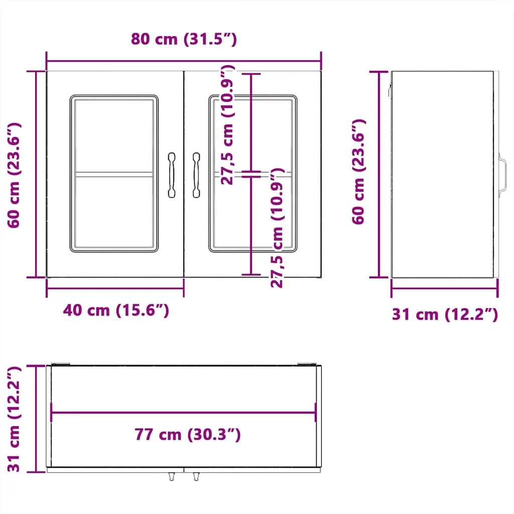 Kitchen Cabinet Glass Door White Wall-Mounted Engineered Wood Storage