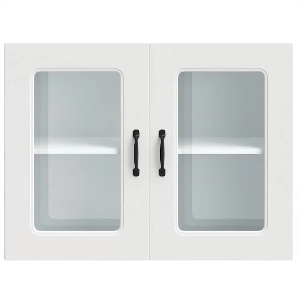 Kitchen Cabinet Glass Door White Wall-Mounted Engineered Wood Storage