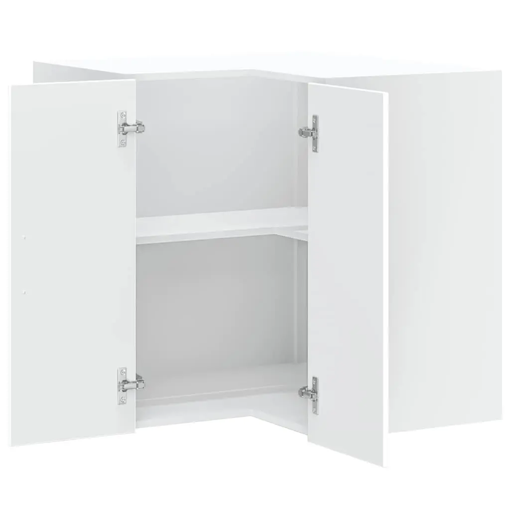 Kitchen Wall Corner Cabinet White Engineered Wood Storage Organiser Home