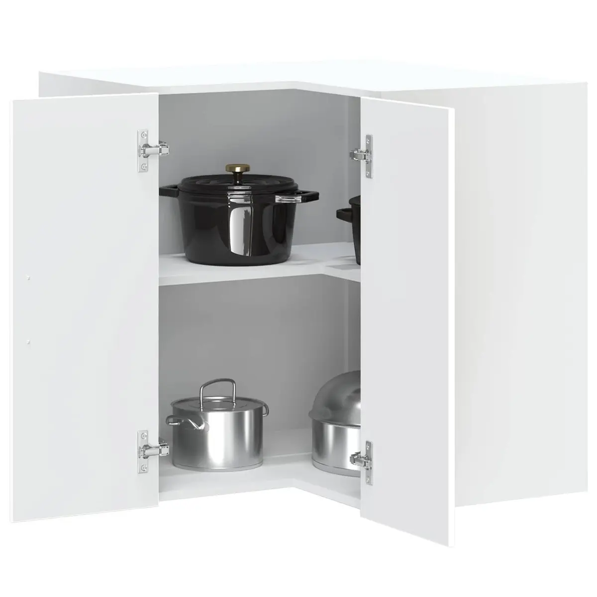 Kitchen Wall Corner Cabinet White Engineered Wood Storage Organiser Home