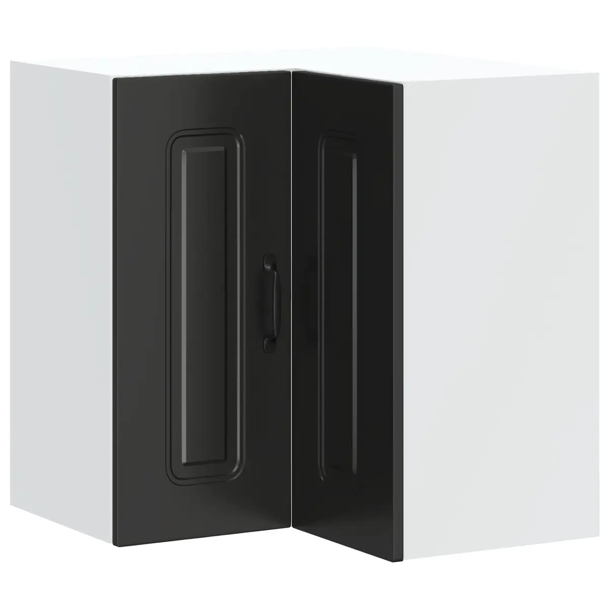Kitchen Corner Cabinet Wall-Mounted Black Engineered Wood Storage Organizer