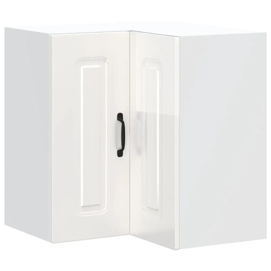 Kitchen Cabinet White High Gloss Wall-Mounted Engineered Wood Corner Storage