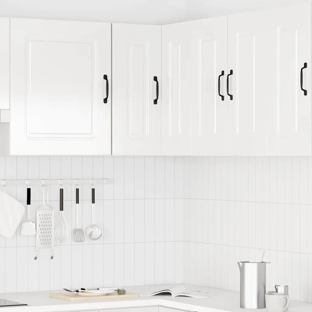 Kitchen Cabinet White High Gloss Wall-Mounted Engineered Wood Corner Storage